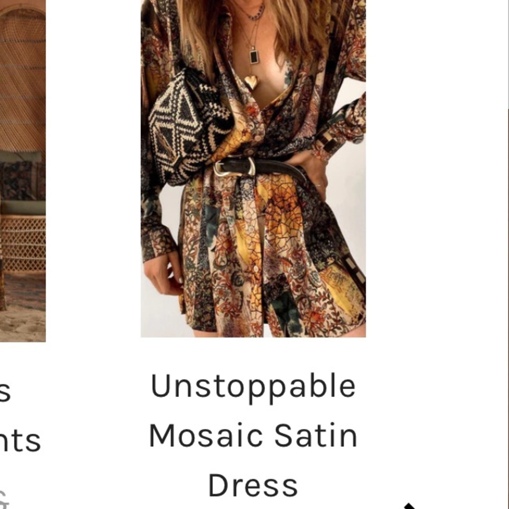 Mosaic satin shirt dress & crop top